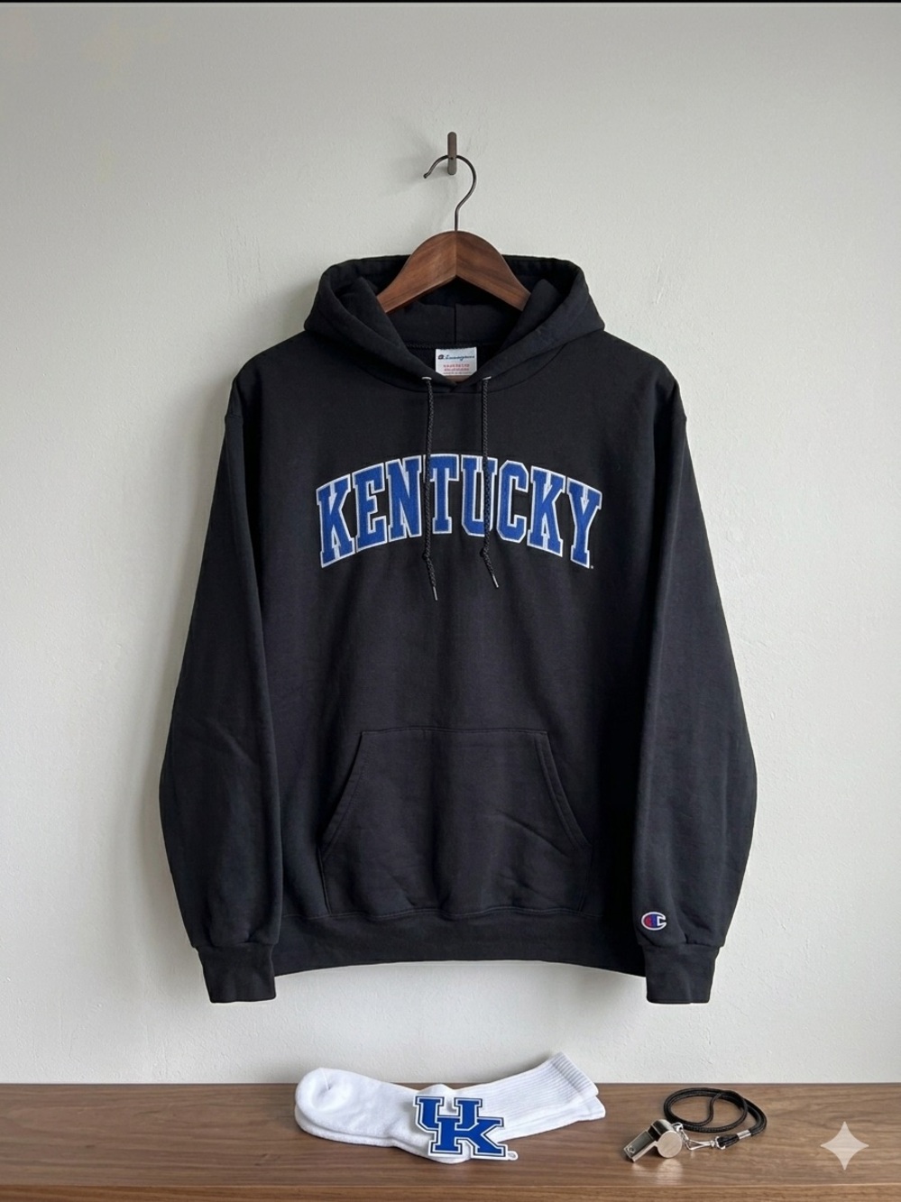 Champion Black Pullover Hoodie with Blue Kentucky Arch XXL